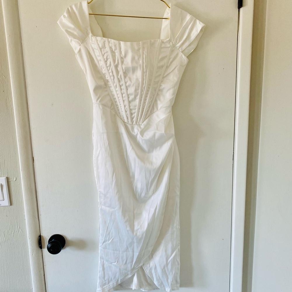 OFF THE SHOULDER SATIN DRESS